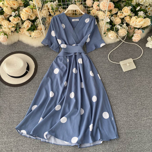 vintage short sleeves summer women's dress P123