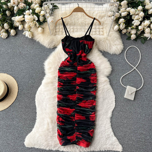 Sexy Spaghetti Straps Floral Dress Hot Women Dress P142