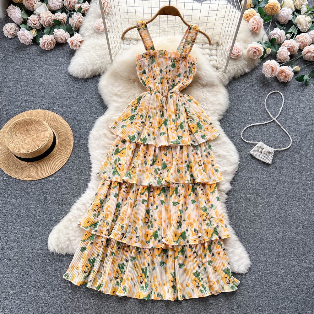 Cute Straps Summer Floral Dress Hot Women Dress P153