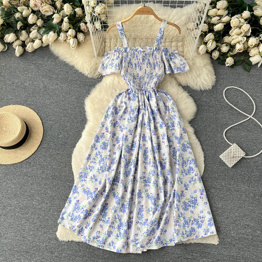 Sexy Straps Summer Dress Women Floral Holiday Dress P163