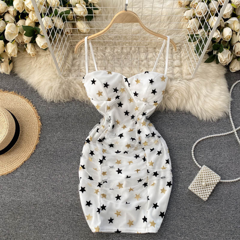 Sexy Straps Summer Short Star Dress Women Holiday Dress P181