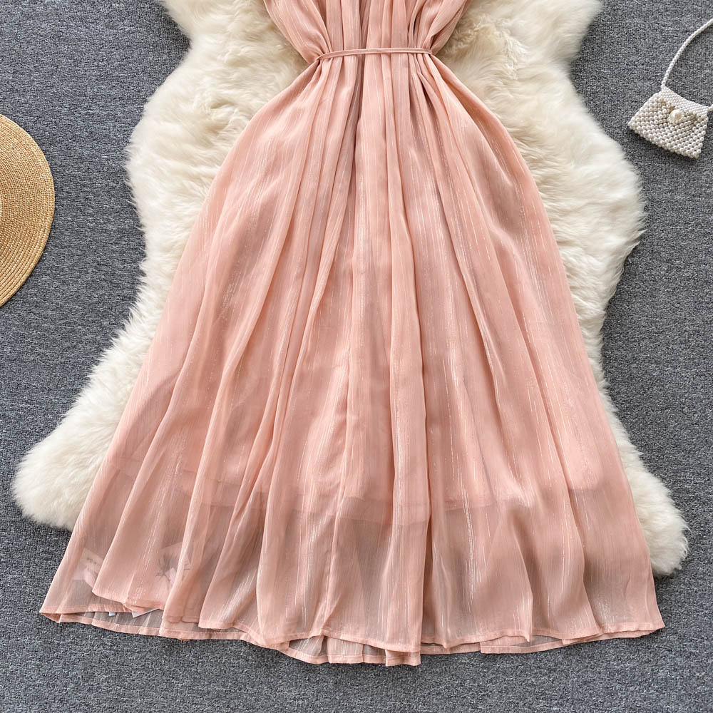 Sexy Spaghetti Straps Summer Blush Pink Dress Women Holiday Dress P168