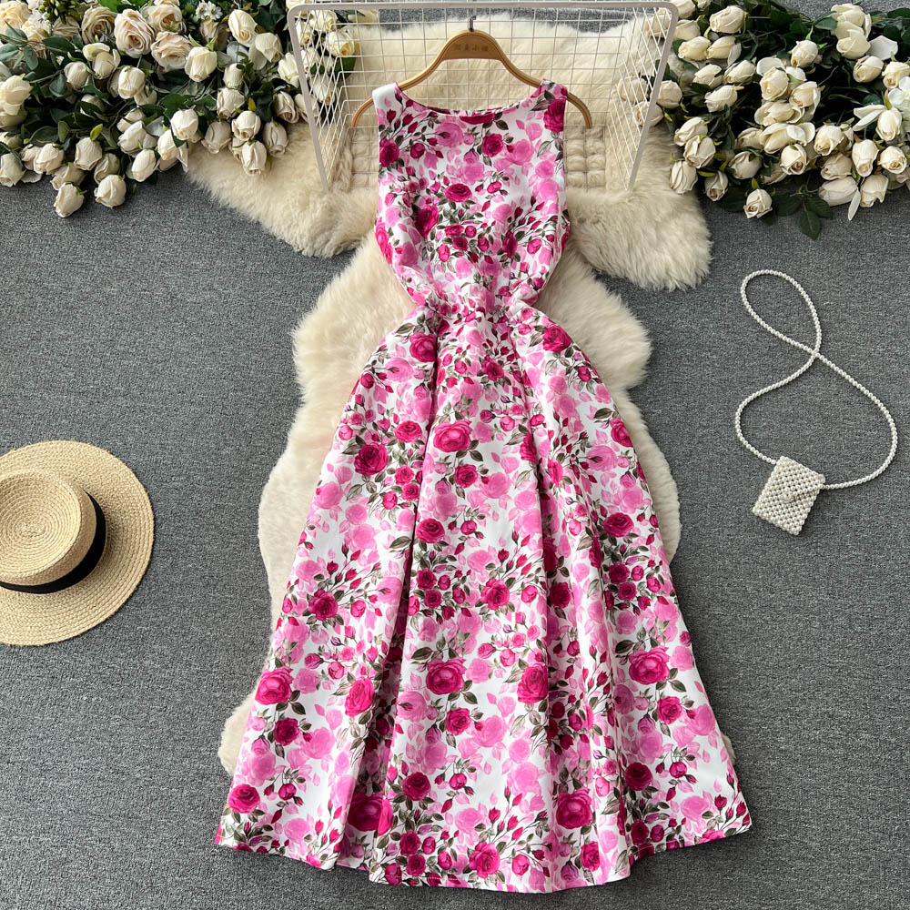 Sexy Scoop Floral Dress Women Holiday Dress P196