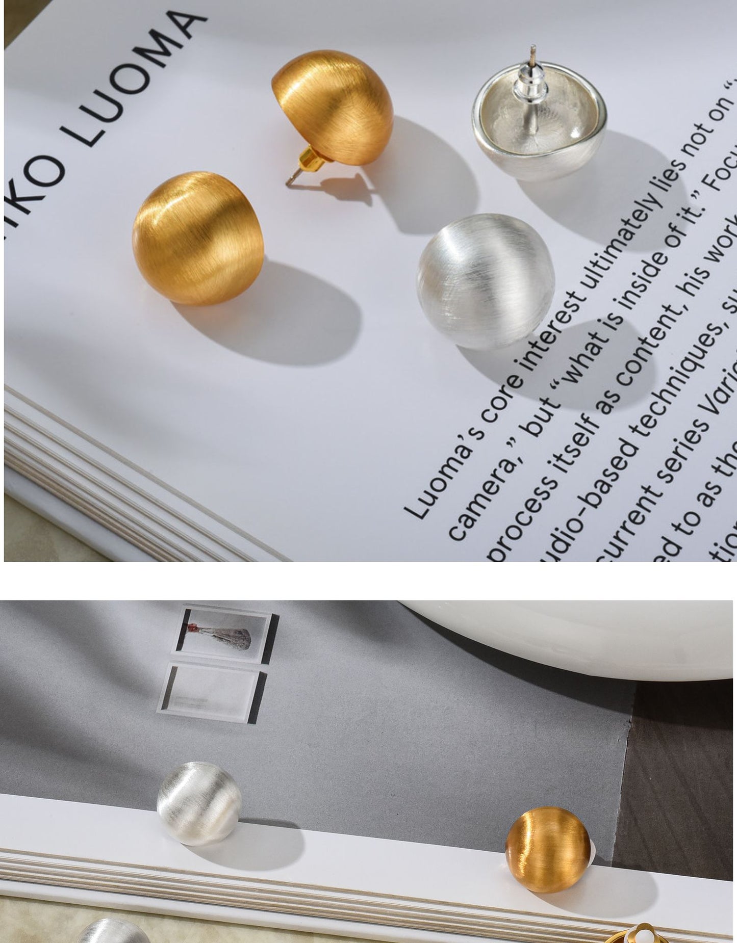 Classic Thick Gold Chubby Huggie Hoop Earrings, Gold Filled Hoop Earring, Basic Statement Earrings Silver Needle Metal Matte Earring E017