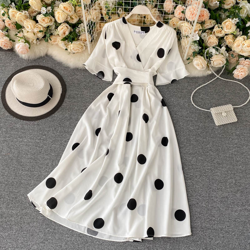 vintage short sleeves summer women's dress P123