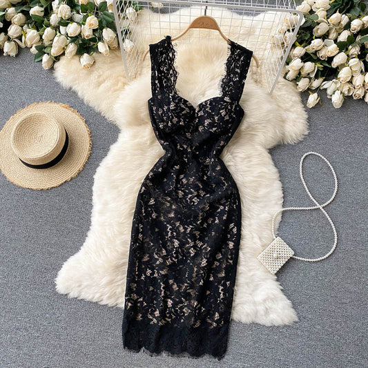 Sexy spaghetti straps summer lace dress women's dress P126