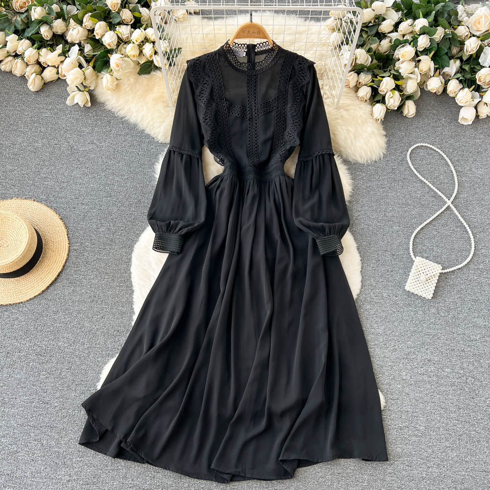 simple long sleeves chiffon summer women's dress P114