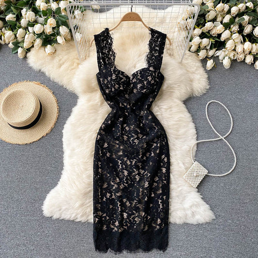 Sexy spaghetti straps summer lace dress women's dress P126