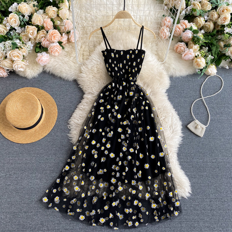 Cute spaghetti straps floral dress women's dress P110