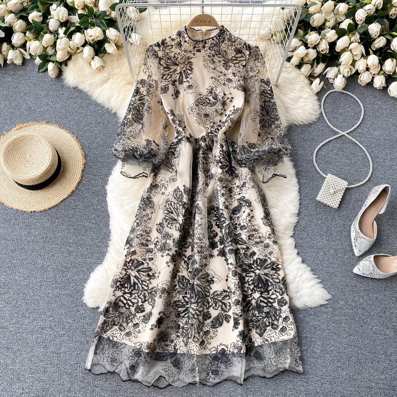 Cute long sleeves lace dress women's dress P111