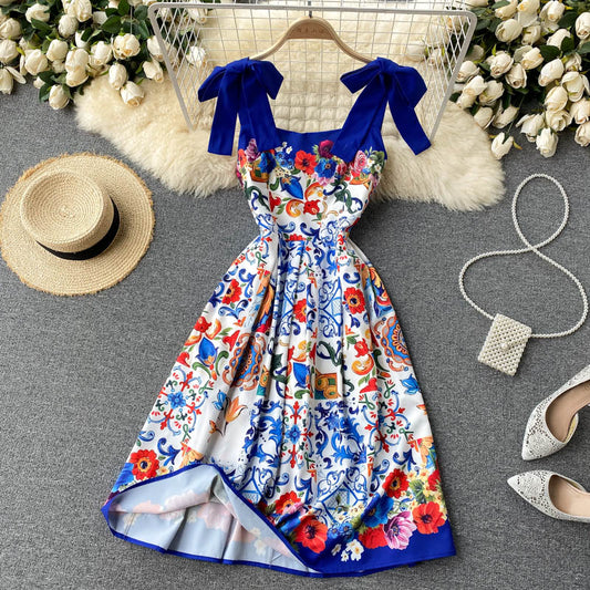 Vintage Straps Cute Summer Boho Dress Women Holiday Dress P200