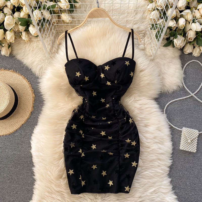 Sexy Straps Summer Short Star Dress Women Holiday Dress P181