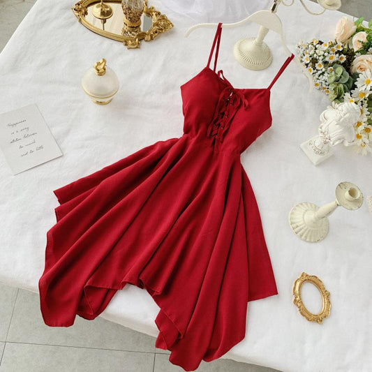 Sexy Irregular Design Spaghetti Straps Short Women Dress P133