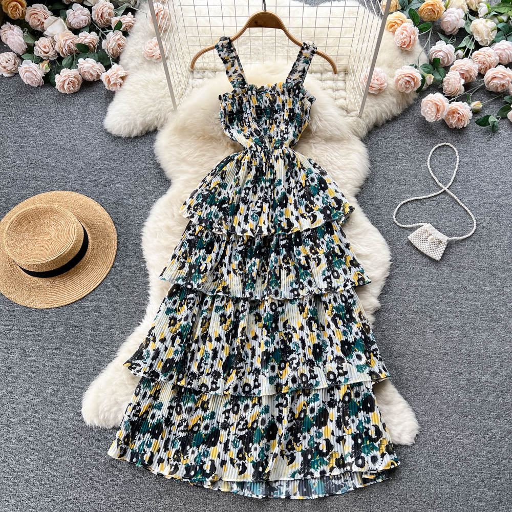 Cute Straps Summer Floral Dress Hot Women Dress P153