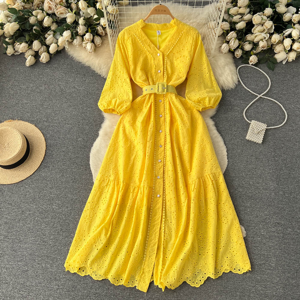 A line v neckline lace dress women's dress P093