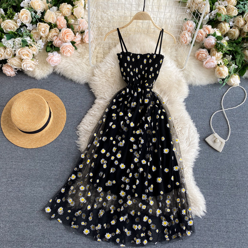 Cute spaghetti straps floral dress women's dress P110