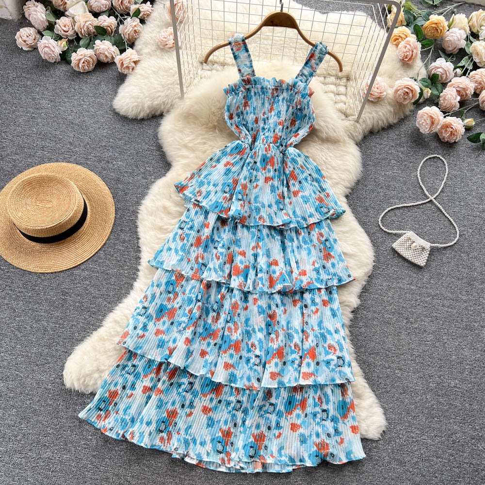 Cute Straps Summer Floral Dress Hot Women Dress P153