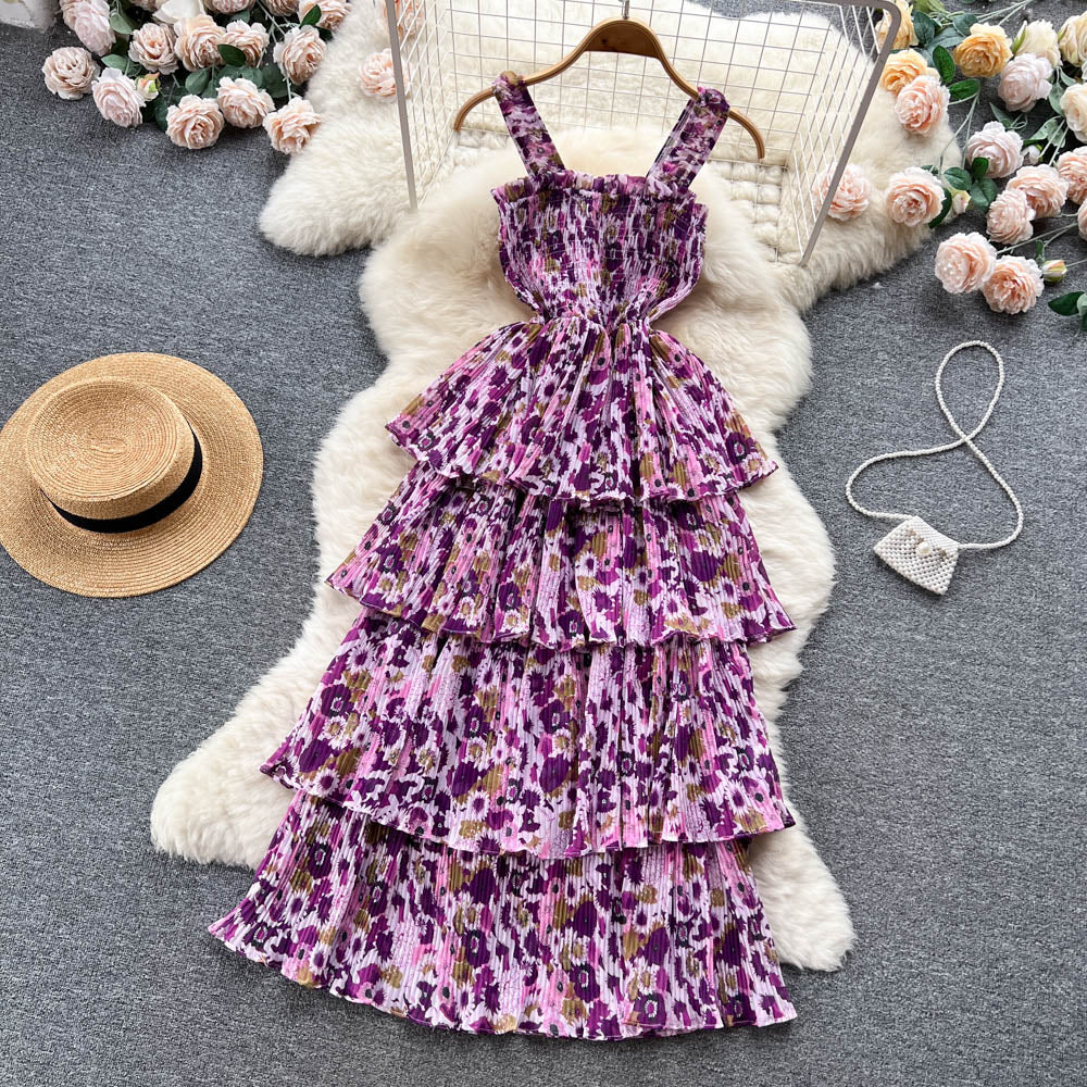 Cute Straps Summer Floral Dress Hot Women Dress P153