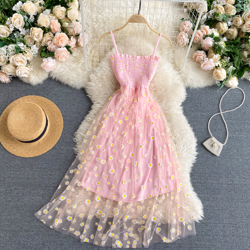 Cute spaghetti straps floral dress women's dress P110