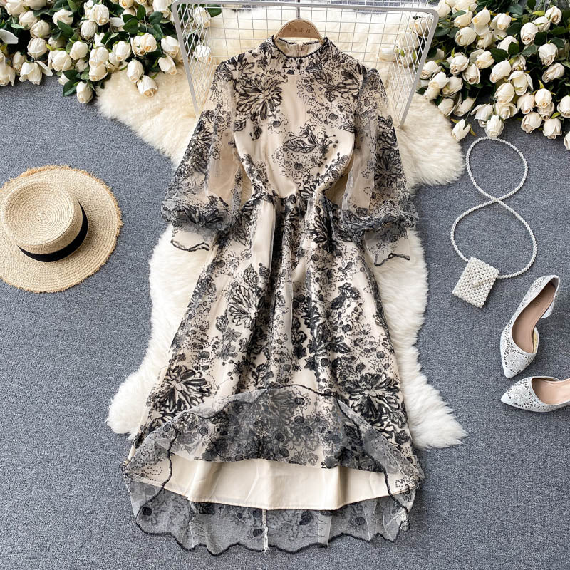 Cute long sleeves lace dress women's dress P111