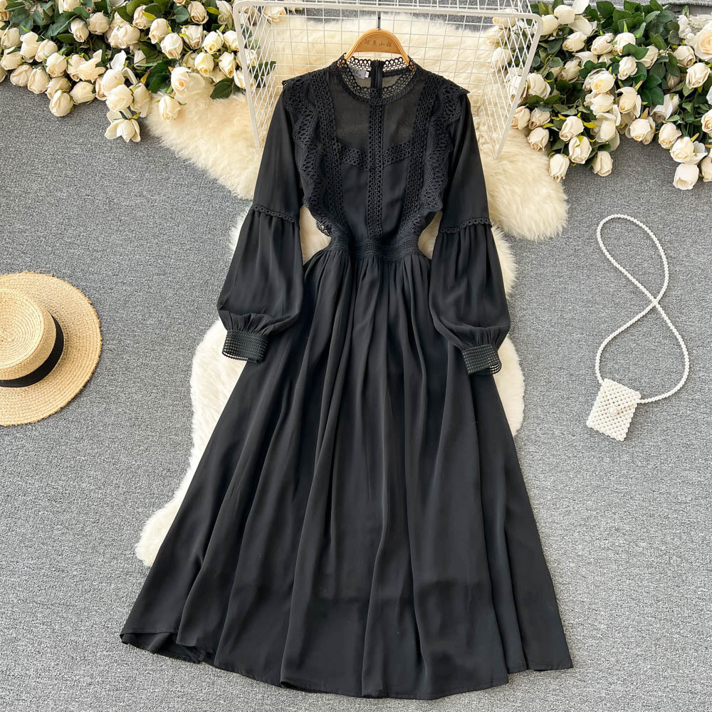 simple long sleeves chiffon summer women's dress P114