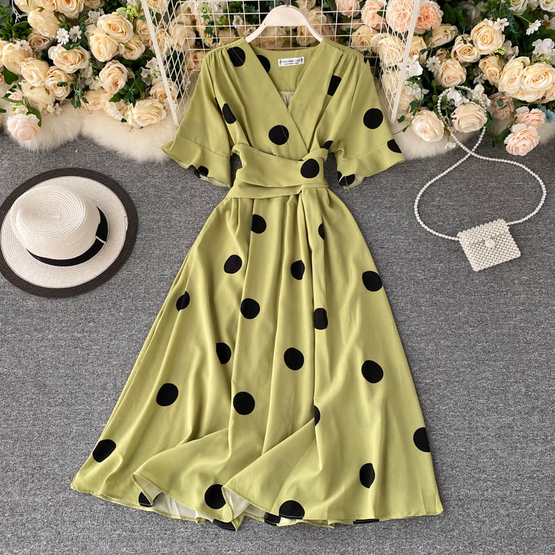 vintage short sleeves summer women's dress P123