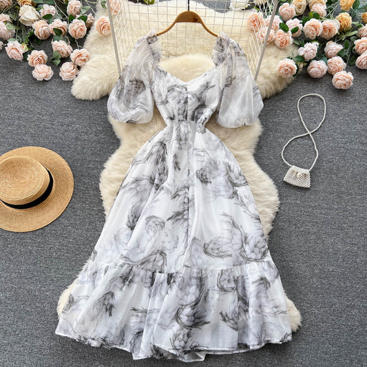 simple short sleeves summer women's dress P116