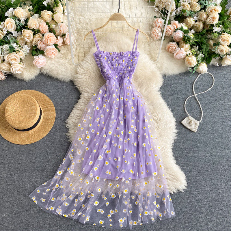 Cute spaghetti straps floral dress women's dress P110