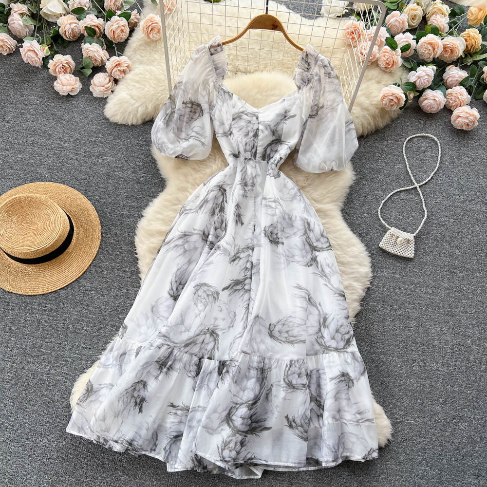 simple short sleeves summer women's dress P116