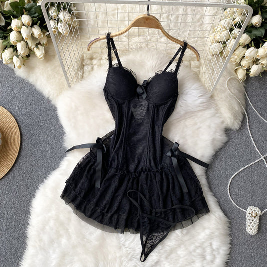 Sexy Spaghetti Straps Short Lace Black Dress Women Holiday Dress P235