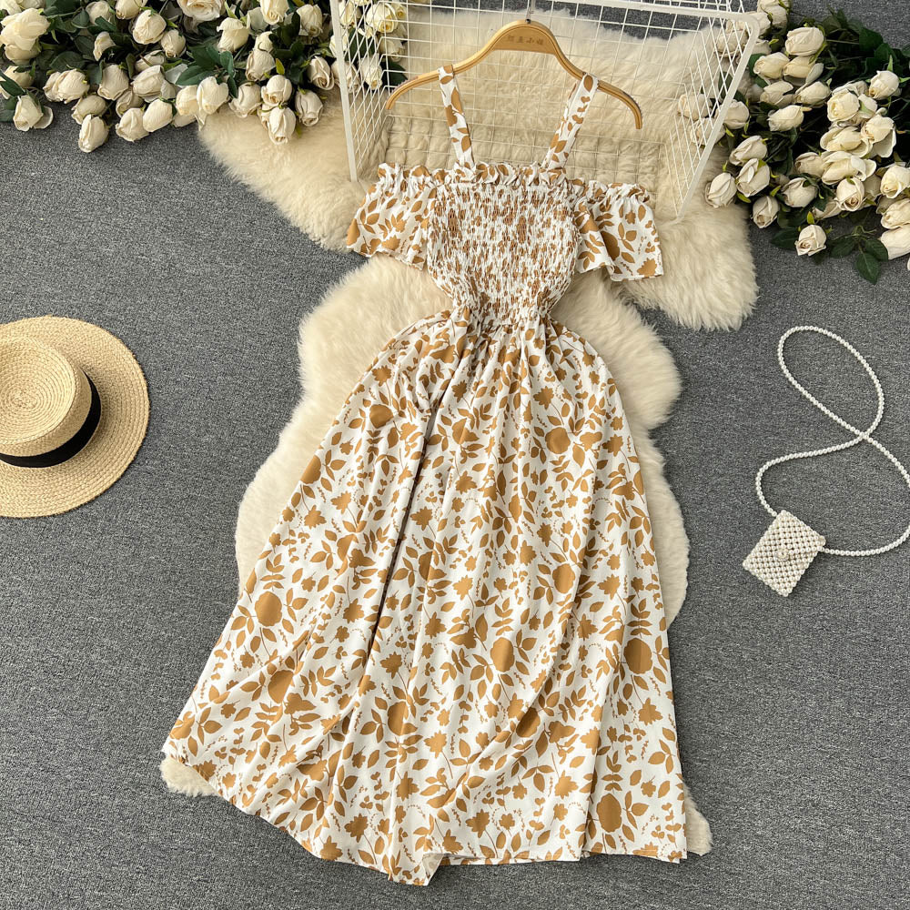 Sexy Straps Summer Dress Women Floral Holiday Dress P163