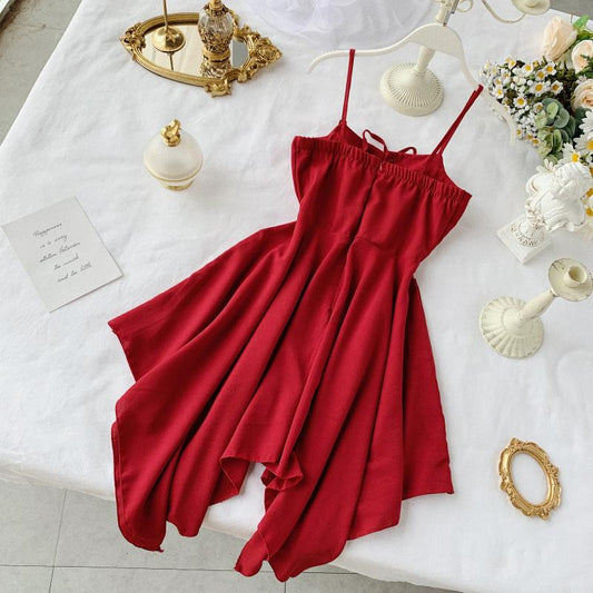 Sexy Irregular Design Spaghetti Straps Short Women Dress P133