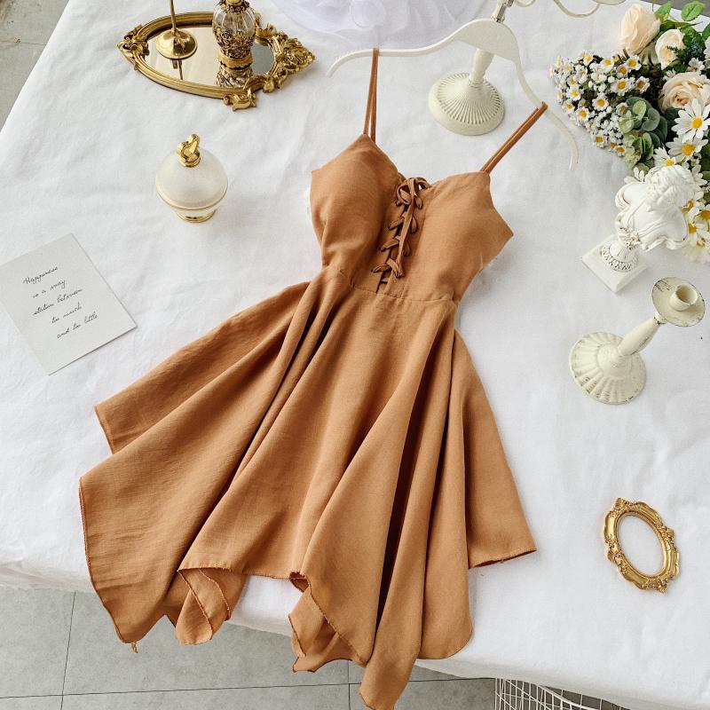 Sexy Irregular Design Spaghetti Straps Short Women Dress P133