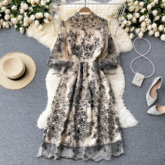 Cute long sleeves lace dress women's dress P111