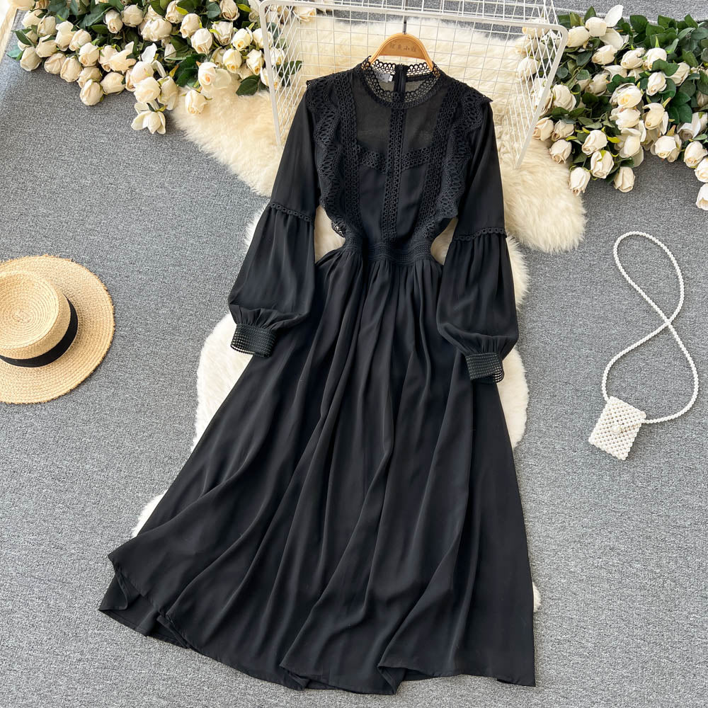 simple long sleeves chiffon summer women's dress P114