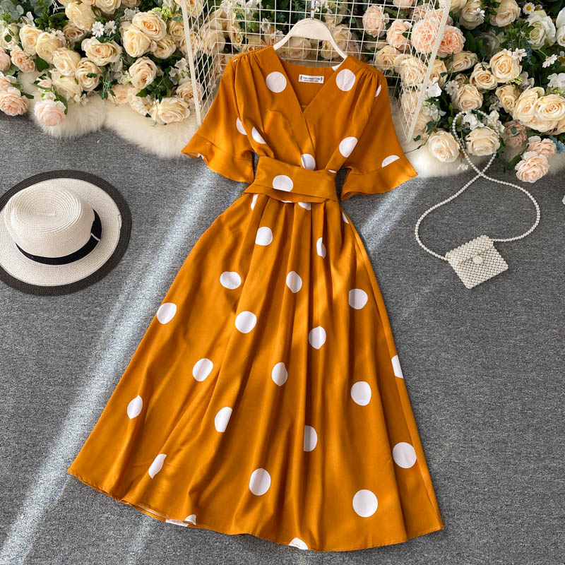 vintage short sleeves summer women's dress P123