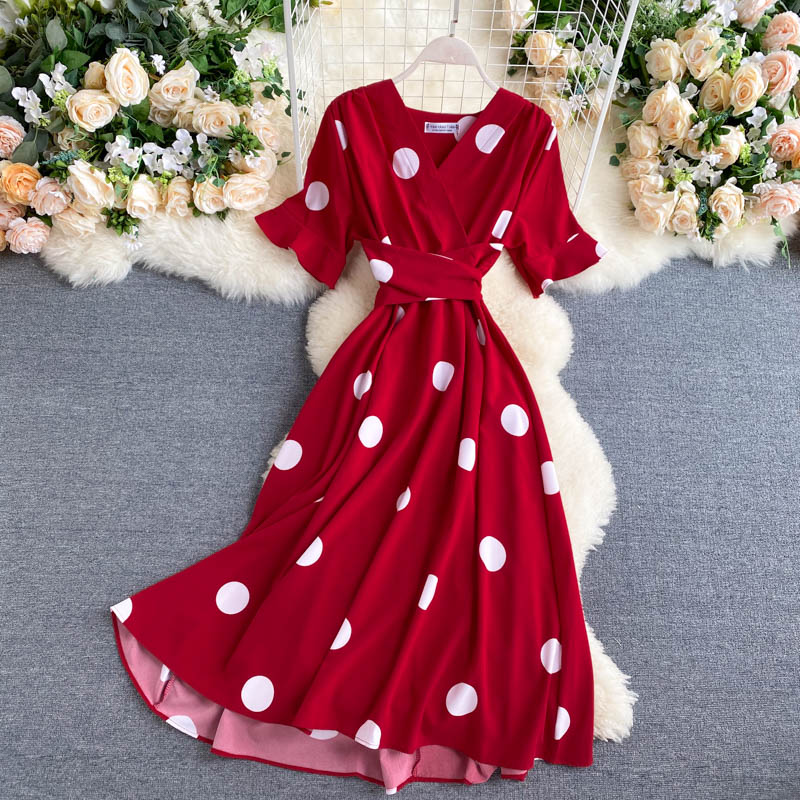 vintage short sleeves summer women's dress P123