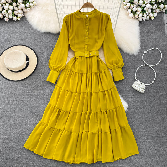 Cute Chiffon Long Sleeve Dresses, A-Line Fahion Girl Dresses 012