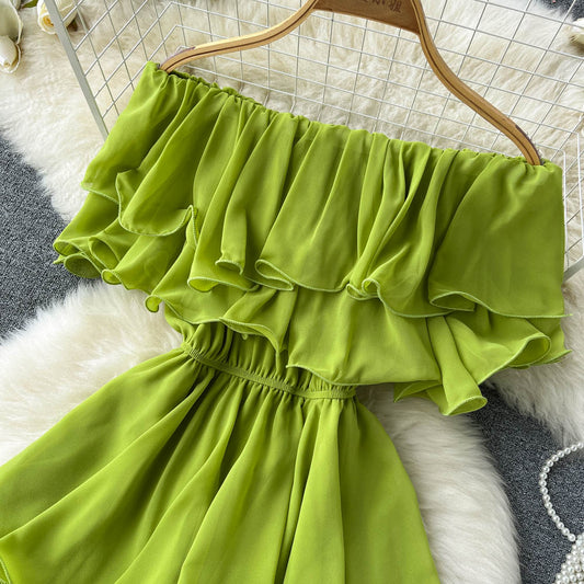 Lovely Chiffon A-Line Off the Shoulder Dresses, Fashion Girl Dresses 013