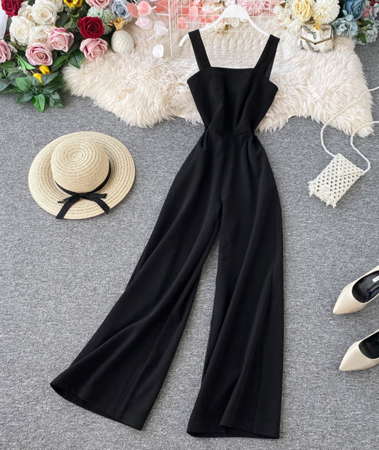 Chic sleeveless jumpsuit wide leg jumpsuit 075