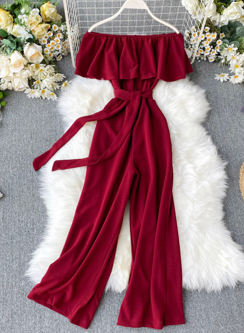 Stylish off shoulder jumpsuit women's jumpsuit 072