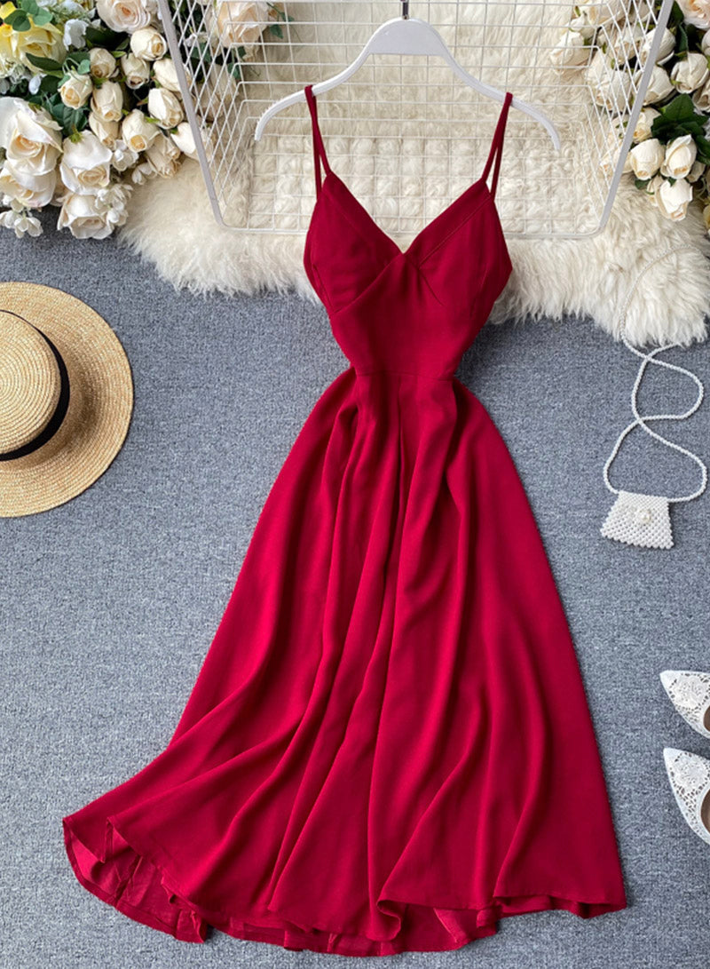 Stylish v neck backless dress summer dress 045