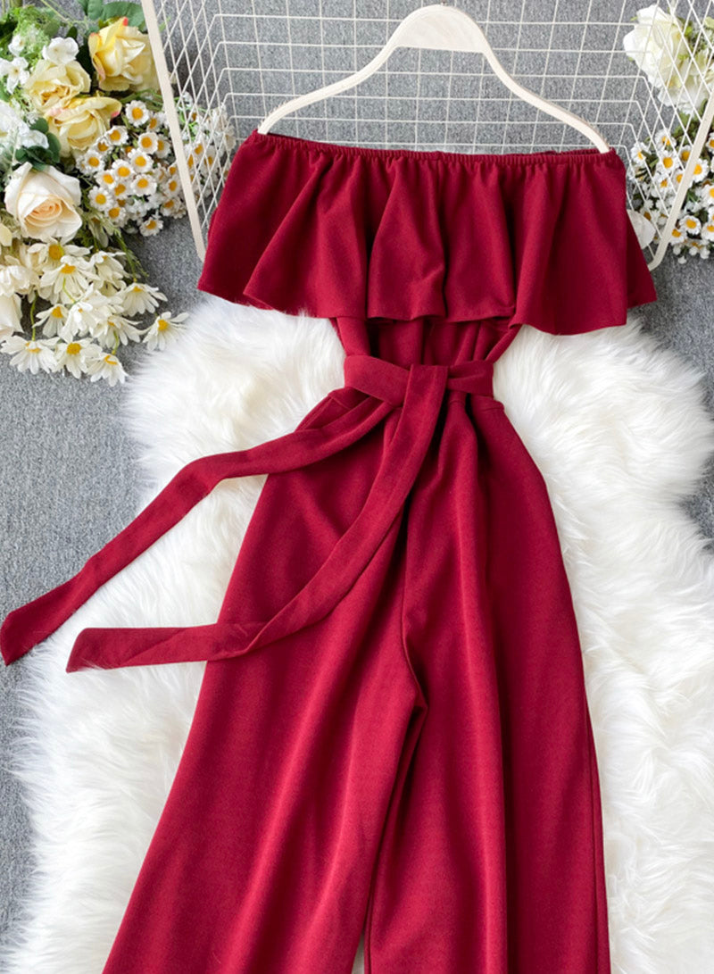 Stylish off shoulder jumpsuit women's jumpsuit 072