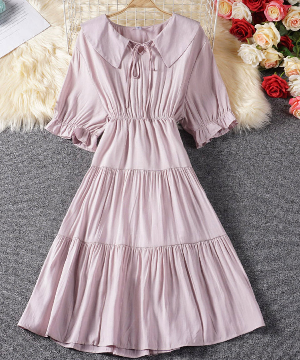 Cute A line dress short sleeve dress summer dress 038