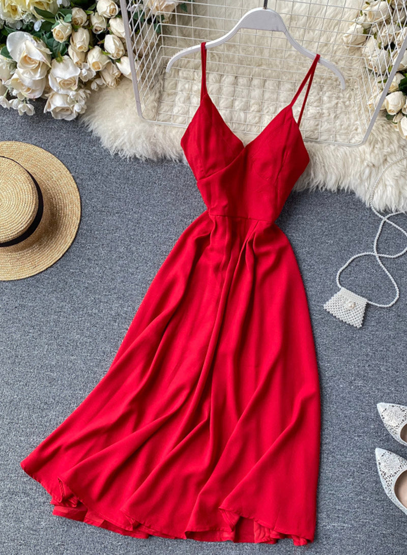 Stylish v neck backless dress summer dress 045