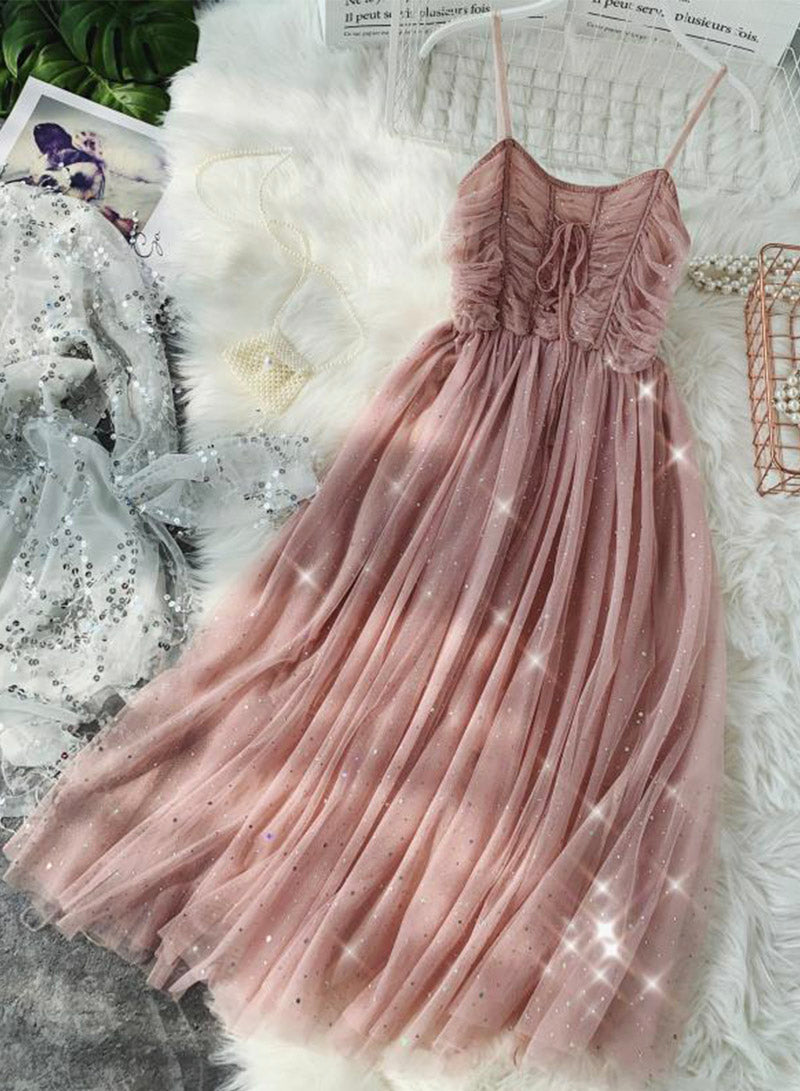 A line tulle sequins dress summer dress 044