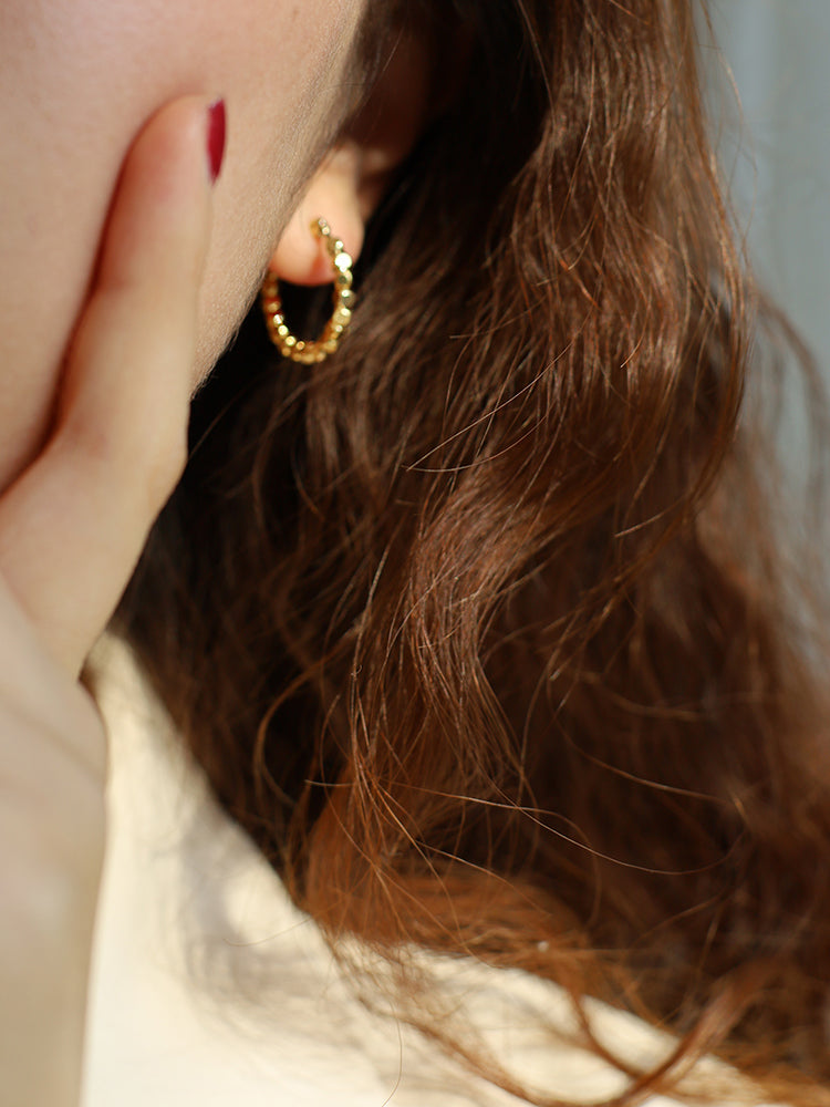 Gold circle earrings earrings female temperament Korean earrings new minimalist style e012