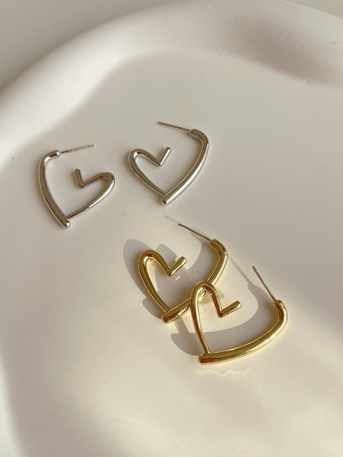 Heart Earrings Square Round Face Earrings Temperament Earrings e014