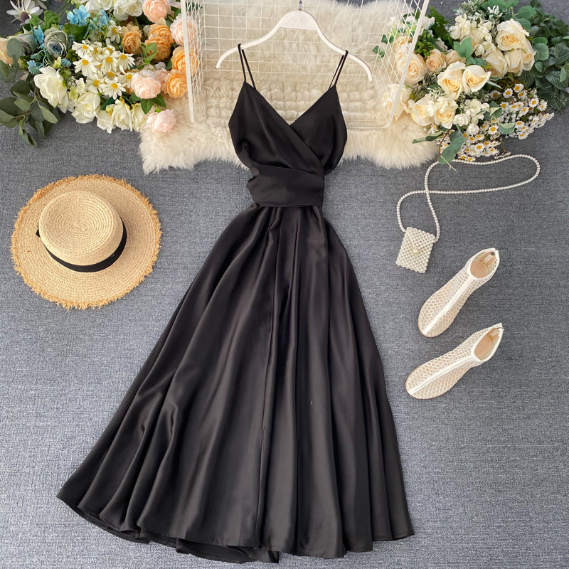 Chic long dress women's summer dress suspenders dress 082