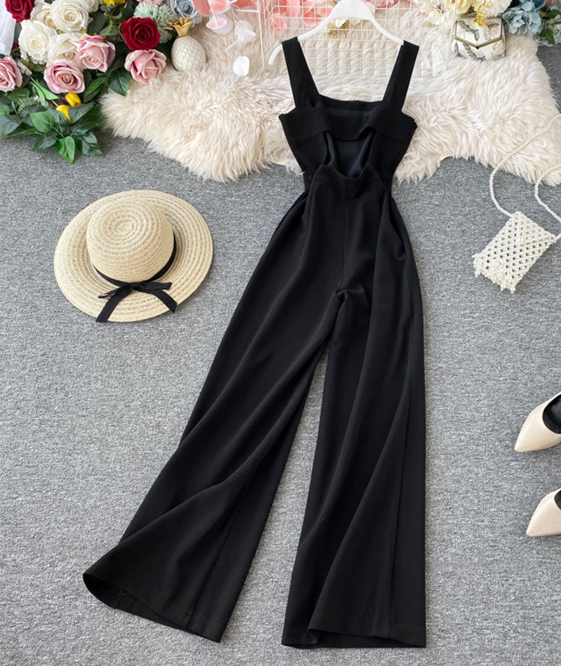 Chic sleeveless jumpsuit wide leg jumpsuit 075